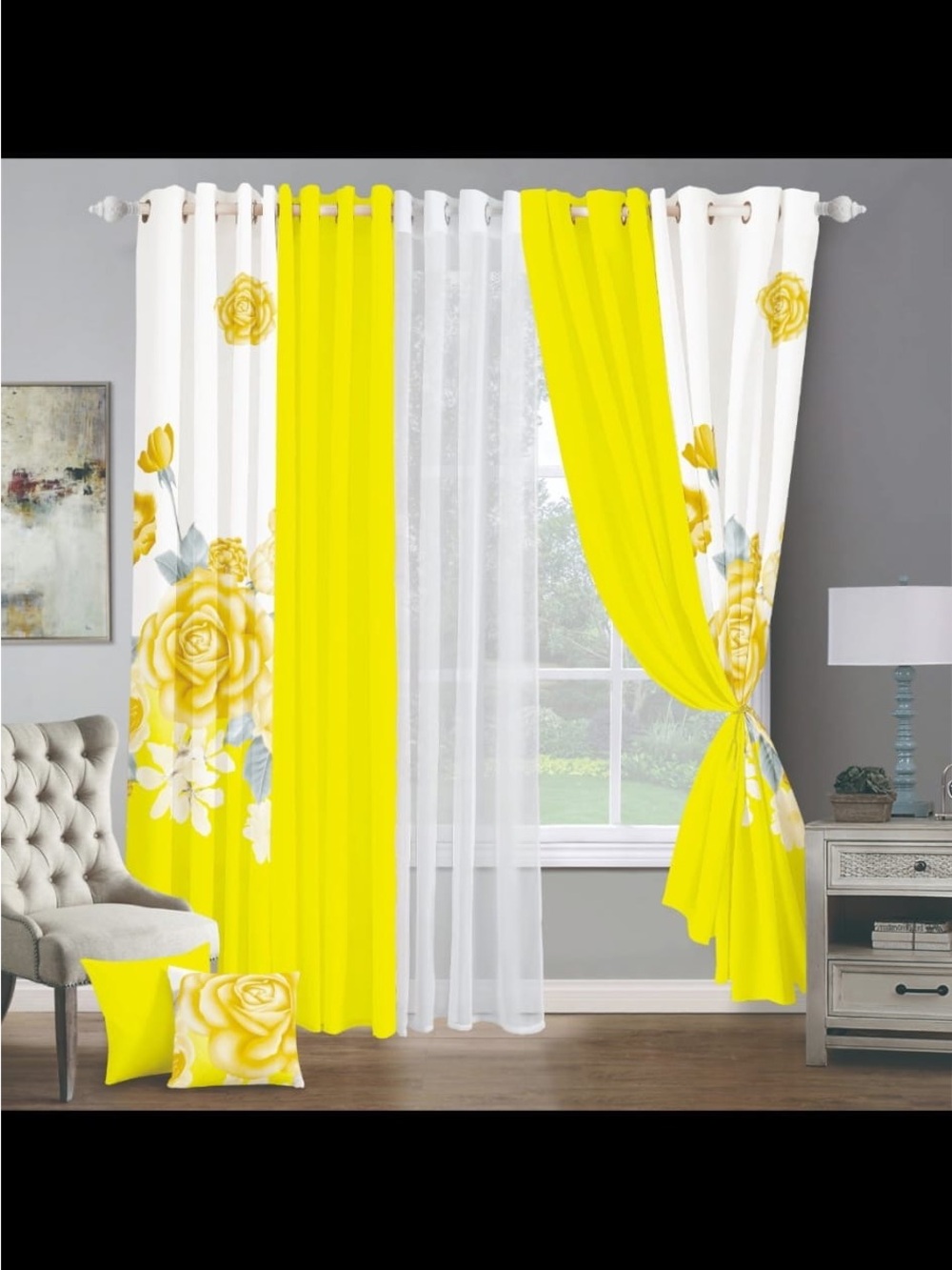 Pink Decorative Window Curtain Panel Set by - Picture 3 of 4